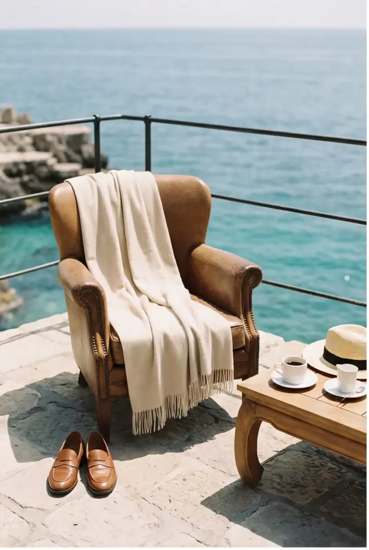 A terrace armchair looking out over the sea at Positano